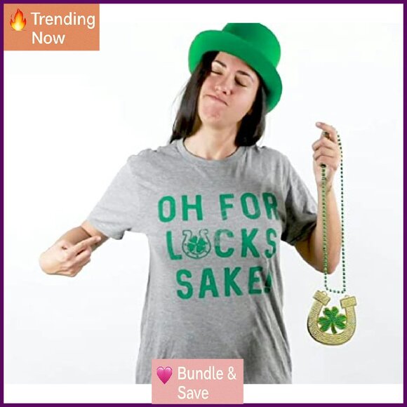 Funny St Patricks Day T-Shirt Womens Fit Shamrock Graphic Tee - Picture 6 of 8